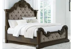 Mor Furniture Upholstered Beds|Beds|Maylee Upholstered Panel Bed In Dark Brown, Queen