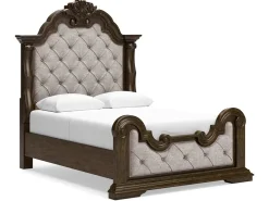 Mor Furniture Upholstered Beds|Beds|Maylee Upholstered Panel Bed In Dark Brown, Queen