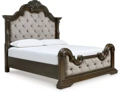 Mor Furniture Upholstered Beds|Beds|Maylee Upholstered Panel Bed In Dark Brown, Queen