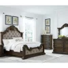 Mor Furniture Bedroom Sets|Maylee Upholstered Panel Bed, Dresser, Mirror & Nightstand In Dark Brown, Queen