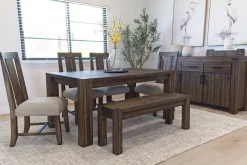 Mor Furniture Seating For 6|Dining Room Sets|Meadow Extendable Dining Table, 4 Chairs & Bench In Brown