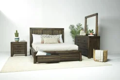 Mor Furniture Beds|Meadow Panel Bed W/ Storage In Brown, Full