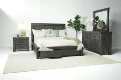 Mor Furniture Bedroom Sets|Meadow Panel Storage Bed, Dresser, Mirror & Nightstand In Gray, Full
