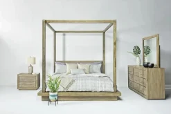 Mor Furniture Bedroom Sets|Melbourne Canopy Bed, Dresser, Mirror, Nightstand In Brown Mel, Queen