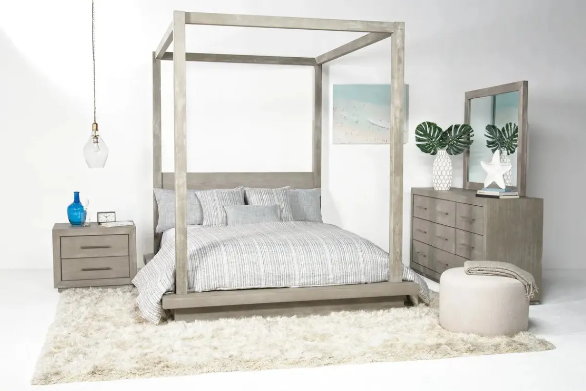 Mor Furniture Bedroom Sets|Melbourne Canopy Bed, Dresser, Mirror, Nightstand In Brown Mel, Queen