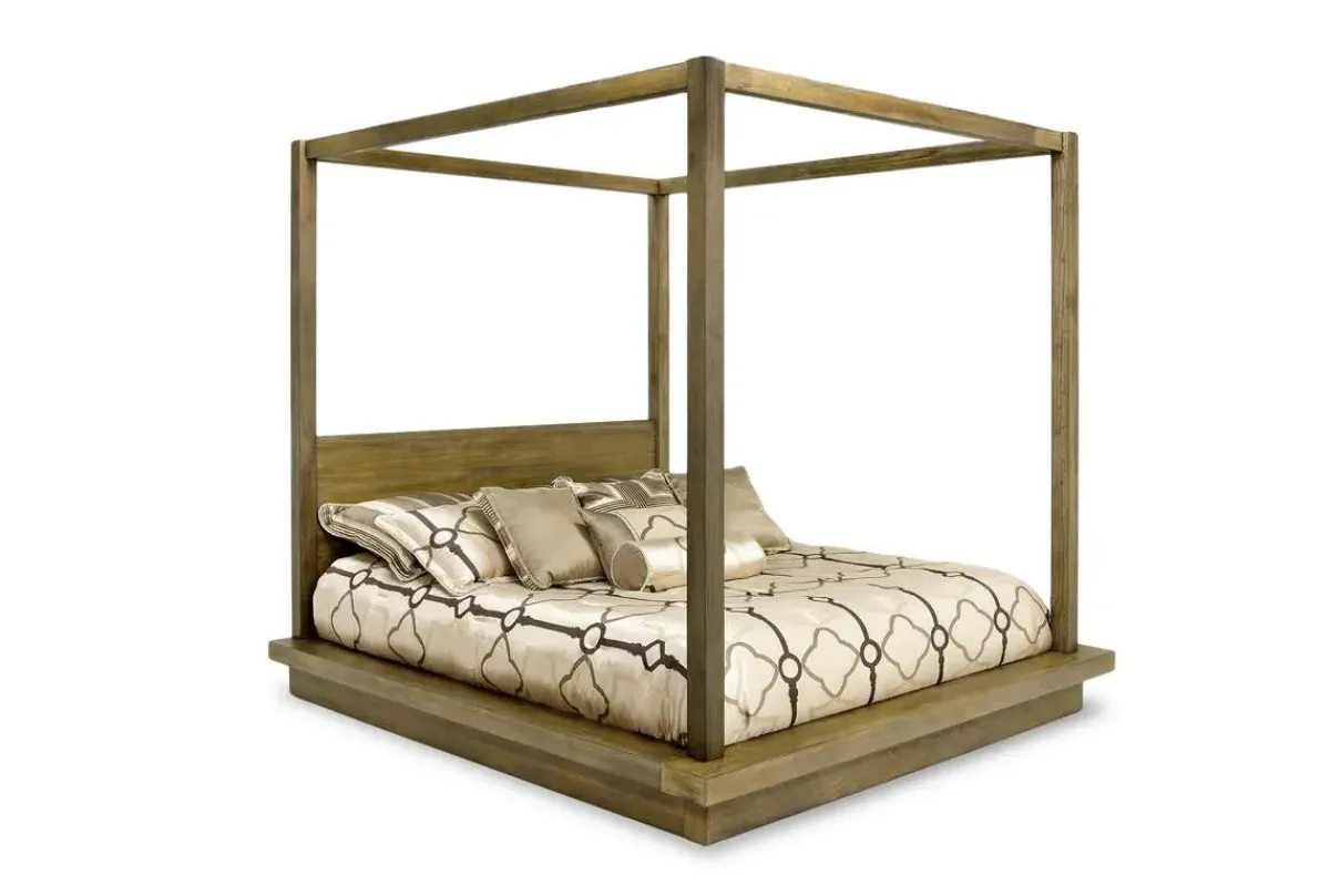 Mor Furniture Bedroom Sets|Melbourne Canopy Bed, Dresser, Mirror, Nightstand In Brown Mel, Queen