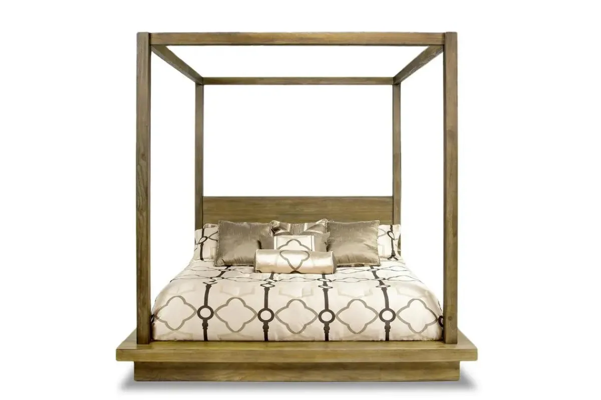 Mor Furniture Bedroom Sets|Melbourne Canopy Bed, Dresser, Mirror, Nightstand In Brown Mel, Queen