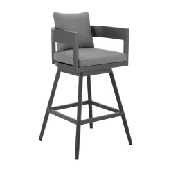 Mor Furniture Barstools|Menorca Outdoor Swivel Barstool In Dark Gray