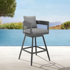 Mor Furniture Barstools|Menorca Outdoor Swivel Barstool In Dark Gray