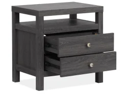 Mor Furniture Bedroom Sets|Merrifield Upholstered Bed, Dresser, Mirror & Nightstand In Raisin Black, Twin