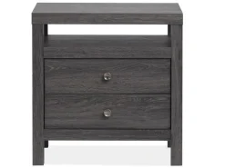 Mor Furniture Bedroom Sets|Merrifield Upholstered Bed, Dresser, Mirror & Nightstand In Raisin Black, Twin