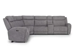 Mor Furniture Reclining Sectionals|Sectionals|Mia 6 Piece 2 Power Sectional W/ 2 Power Armless Recliner In Gray