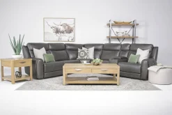 Mor Furniture Reclining Sectionals|Sectionals|Mia 6 Piece 2 Power Sectional W/ 2 Power Armless Recliner In Gray
