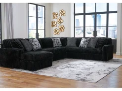 Mor Furniture Sectionals|Midnight Madness 4 Piece Chaise Sectional In Onyx, Right Facing