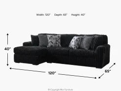 Mor Furniture Sectionals|Midnight Madness Sofa Chaise Sectional In Onyx, Left Facing