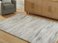 Mor Furniture Shop All Rugs|Nace Abstract Rug In Gray/Taupe/White, 5’ X 7’