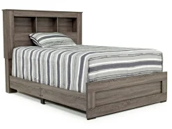 Mor Furniture Bedroom Sets|Naialyn Bookcase Bed, Dresser, Mirror & Nightstand In , Full Gray