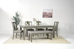 Mor Furniture Seating For 6|Dining Room Sets|Napa Extendable Dining Table, 4 Chairs & Bench In Brown