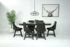 Mor Furniture Seating For 6|Dining Room Sets|New Haven Adjustable Extendable Dining Table & 6 Chairs In Gray