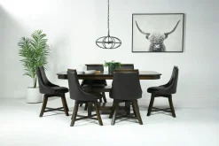 Mor Furniture Seating For 6|Dining Room Sets|New Haven Adjustable Extendable Dining Table & 6 Chairs In Gray