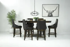 Mor Furniture Seating For 6|Counter Height Dining Sets|New Haven Counter Height Adjustable Extendable Dining Table & 6 Stools In Brown