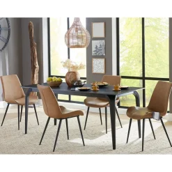 Mor Furniture Seating For 4|Dining Room Sets|Nicoya Dining Table & 4 Chairs In Black Sintered Stone