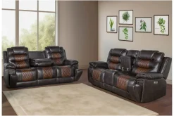Mor Furniture Reclining Sofas|Nikko Reclining Sofa & Console Loveseat In Brown