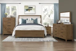 Mor Furniture Upholstered Beds|Beds|Oaklyn Upholstered Panel Bed In Brown, Queen