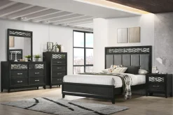 Mor Furniture Bedroom Sets|Obsidian Panel Bed, Dresser, Mirror & Nightstand In , Queen Black