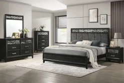 Mor Furniture Bedroom Sets|Obsidian Panel Bed, Dresser, Mirror & Nightstand In , Queen Black
