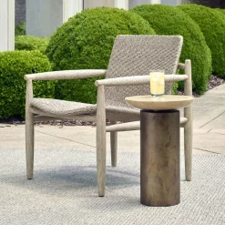 Mor Furniture Outdoor Accent Tables|Olso Outdoor Round Accent Table In Brass