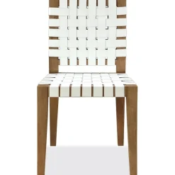 Mor Furniture Dining Chairs|One Side Chair In Bisque, Woven Leather, Set Of 2