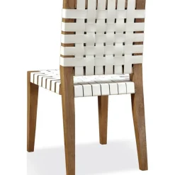 Mor Furniture Dining Chairs|One Side Chair In Bisque, Woven Leather, Set Of 2