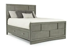 Mor Furniture Beds|Ontario Panel Bed W/ Storage In Gray, Eastern King