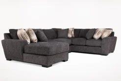 Mor Furniture Sectionals|Oracle Tux Loveseat Chaise Sectional In , Left Facing, Down Envy Ebony