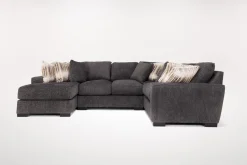 Mor Furniture Sectionals|Oracle Tux Loveseat Chaise Sectional In , Left Facing, Down Envy Ebony