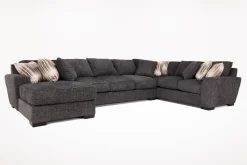 Mor Furniture Sectionals|Oracle Tux Sofa Chaise Sectional In Envy Ebony, Left Facing, Down