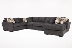 Mor Furniture Sectionals|Oracle Tux Sofa Chaise Sectional In Envy Ebony, Left Facing, Down