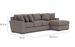 Mor Furniture Sofas|Oracle Xl Sofa Chaise In , Left Facing, Down Envy Ebony