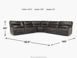 Mor Furniture Reclining Sectionals|Sectionals|Oslo 3 Piece 3 Power Sectional In Dark Brown Leather
