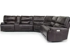 Mor Furniture Reclining Sectionals|Sectionals|Oslo 3 Piece 3 Power Sectional In Dark Brown Leather
