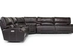Mor Furniture Reclining Sectionals|Sectionals|Oslo 3 Piece 3 Power Sectional In Dark Brown Leather