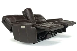 Mor Furniture Reclining Loveseats|Loveseats|Oslo 3 Power Console Loveseat In Dark Brown Leather