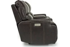 Mor Furniture Reclining Loveseats|Loveseats|Oslo 3 Power Console Loveseat In Dark Brown Leather