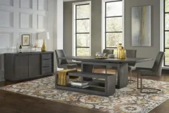 Mor Furniture Seating For 6|Dining Room Sets|Oxford Dining Table & 4 Chairs & Bench In Basalt Gray