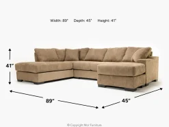 Mor Furniture Sectionals|Paige Dual Chaise Sectional In Sherry Bark, Left Facing