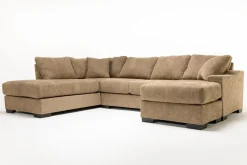 Mor Furniture Sectionals|Paige Dual Chaise Sectional In Sherry Bark, Left Facing