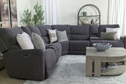 Mor Furniture Sectionals|Palencia 7 Piece 3 Power Sectional In Trento Charcoal