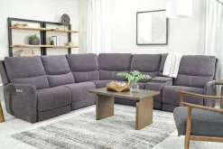 Mor Furniture Reclining Sectionals|Reclining Sofas|Palencia 6 Piece 3 Power Sectional W/ 3 Power Armless Recliner In Trento Dove