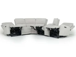 Mor Furniture Reclining Sectionals|Reclining Sofas|Palencia 6 Piece 3 Power Sectional W/ 3 Power Armless Recliner In Trento Dove